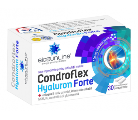 Supliment alimentar Condroflex Hyaluron Forte cu colagen II, MSM, K2 30 comprimate